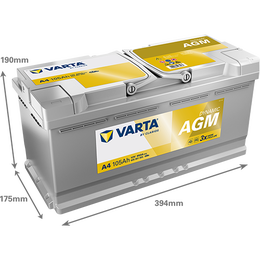 Varta Silver Dynamic AGM akku A4 12V 105Ah